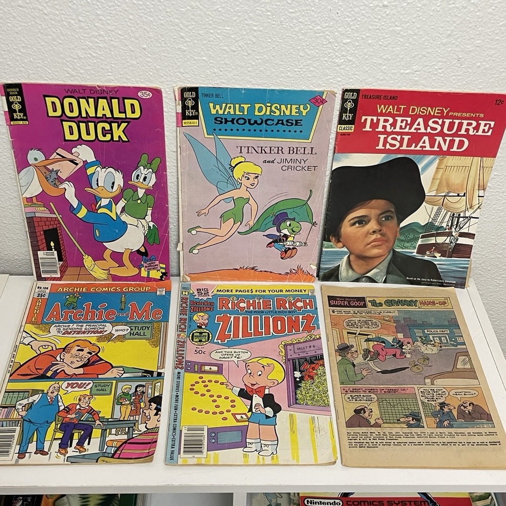 10 Vintage Whitman Disney Gold Key Comic Books Looney Tunes Tinker‎ Bell Archie